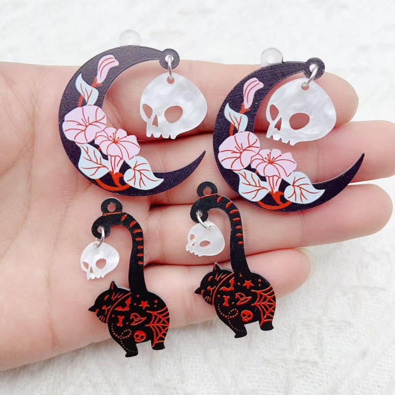 Jewelry Making Diy - 10pcs Halloween Acrylic Ghost Black Cat
