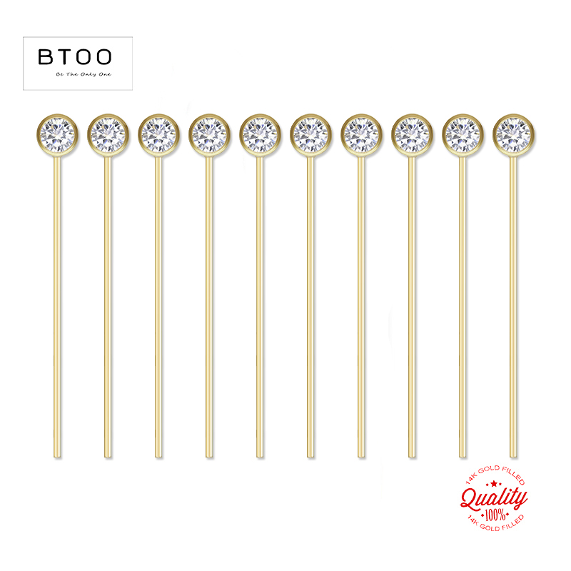 Jewelry Making Head Pins - Vàng 14K Đầy Zircon Đầu Chân