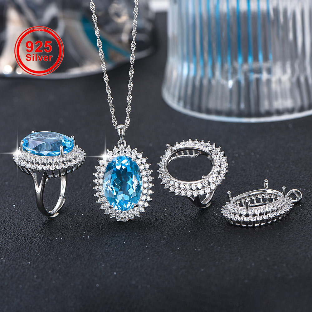 Jewelry Making Gemstones - 13x18mm S925 Sterling Silver Ring Pendant