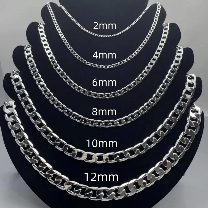 Lobster Clasp Silver - Men's 925 Sterling Silver Necklace 2/4/6/8/10/12MM