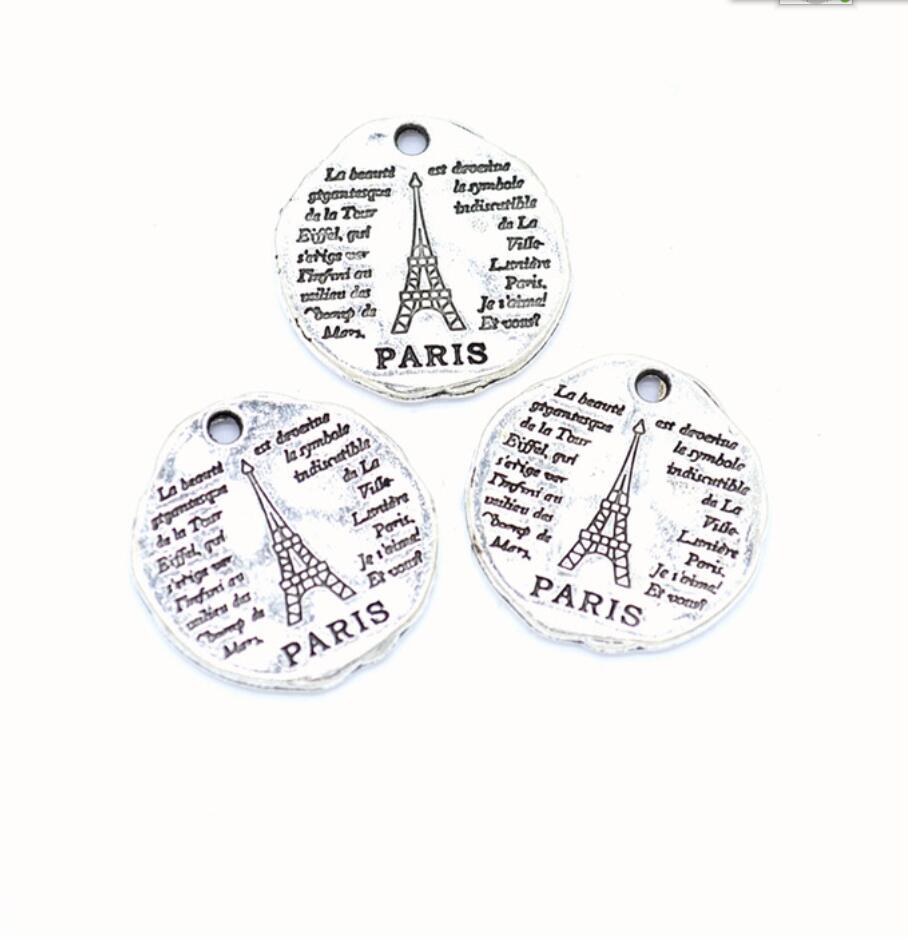 Jewelry Making Paris - 5pcs Charms Paris Eiffel Tower Round