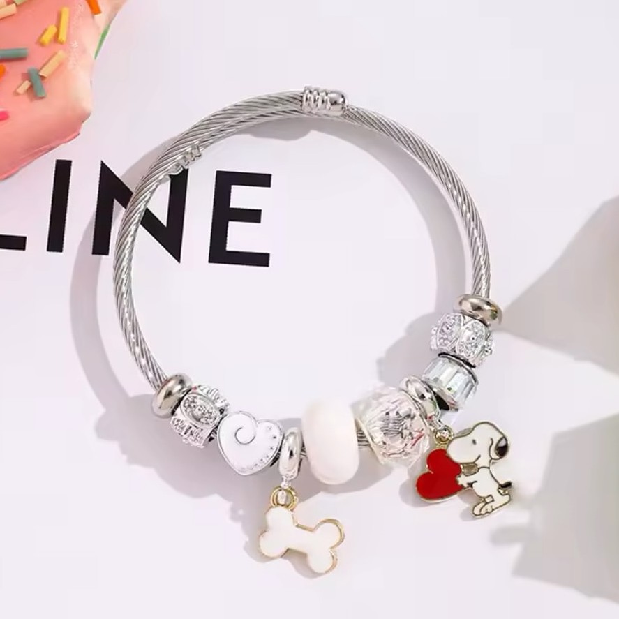 Jewelry Making Accessories - Cute Cartoon Snoopy Bone Heart Beaded