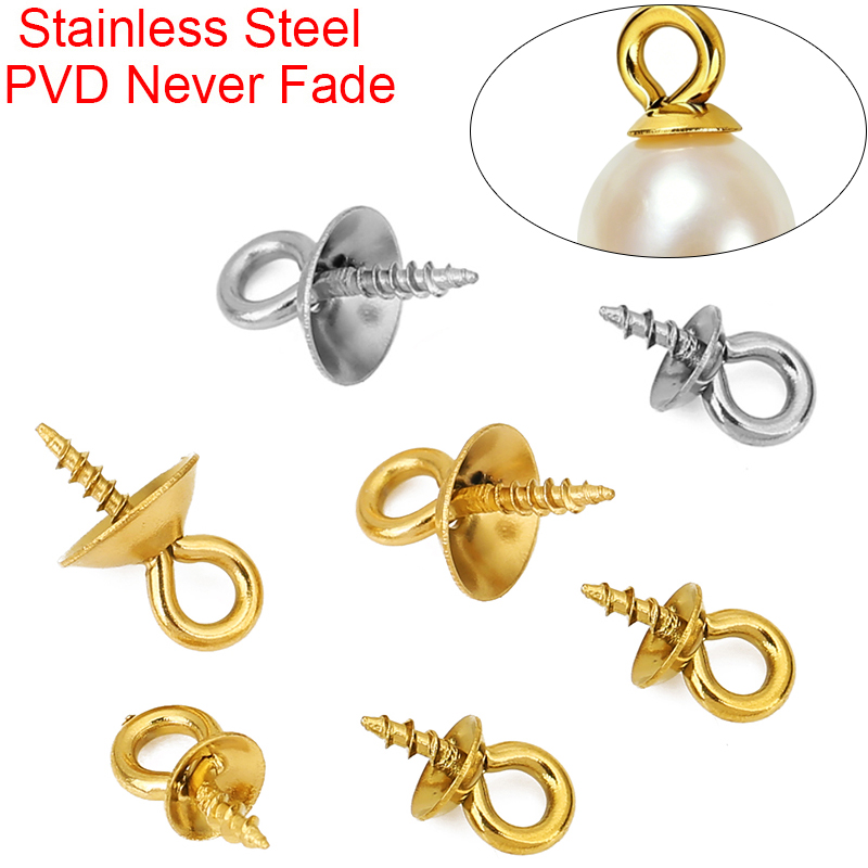 Jewelry Making Eye Pins - 20pcs Stainless Steel Pearl Pendant Connectors