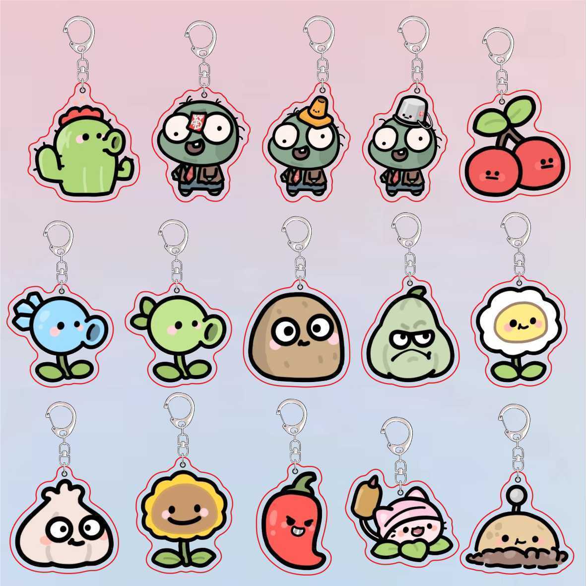 Jewelry Making Findings - Plants Vs Zombies Acrylic Cute Keychain