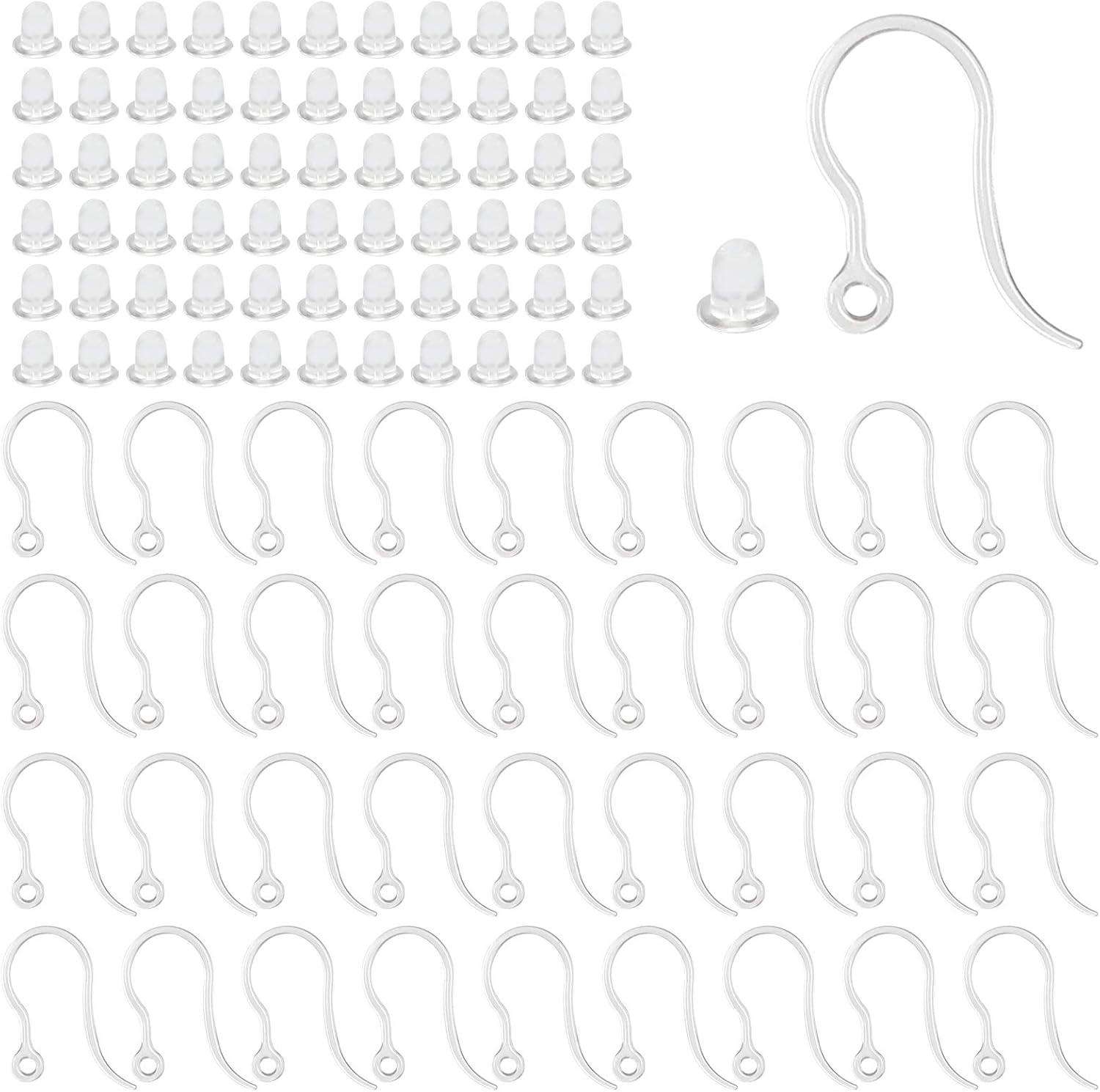 Jewelry Making Hardware - 40pcs Clear Plastic Earring Hooks Ear