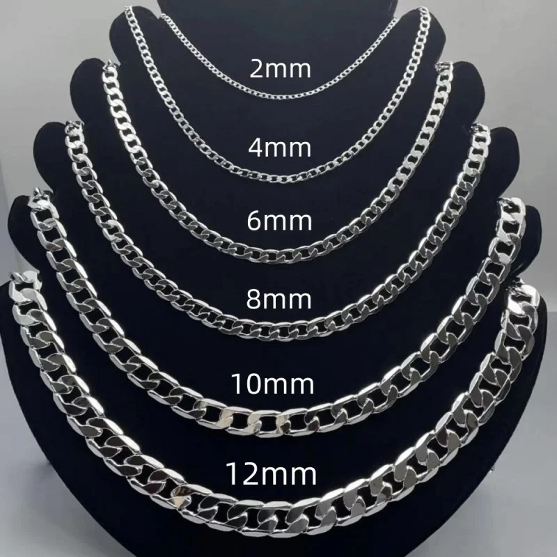 Lobster Clasp Silver - Men's 925 Sterling Silver Necklace 2/4/6/8/10/12MM