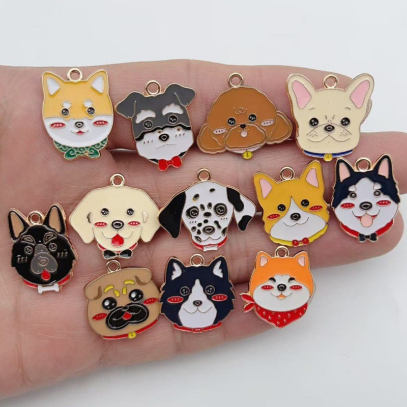 Jewelry Making Accessories - 12pcs cartoon pet spotted dog alloy