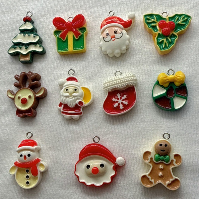 Jewelry Making Accessories - 10pcs Christmas Cartoon Series Resin Pendant