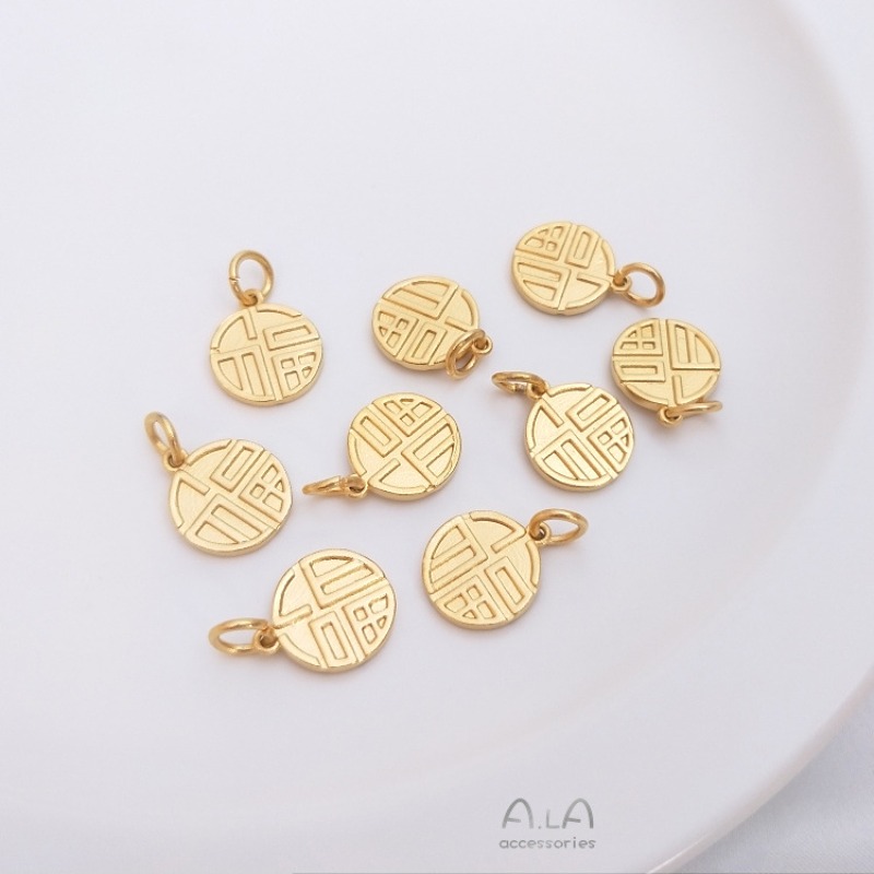 Jewelry Making Vietnam - Vietnam Sand Gold Fu Character Pendant