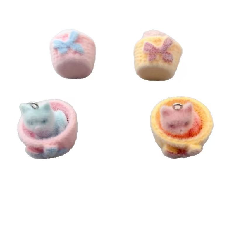 4pcs 3D plush resin cat pendan - đánh giá và giá Jewelry Making Accessories