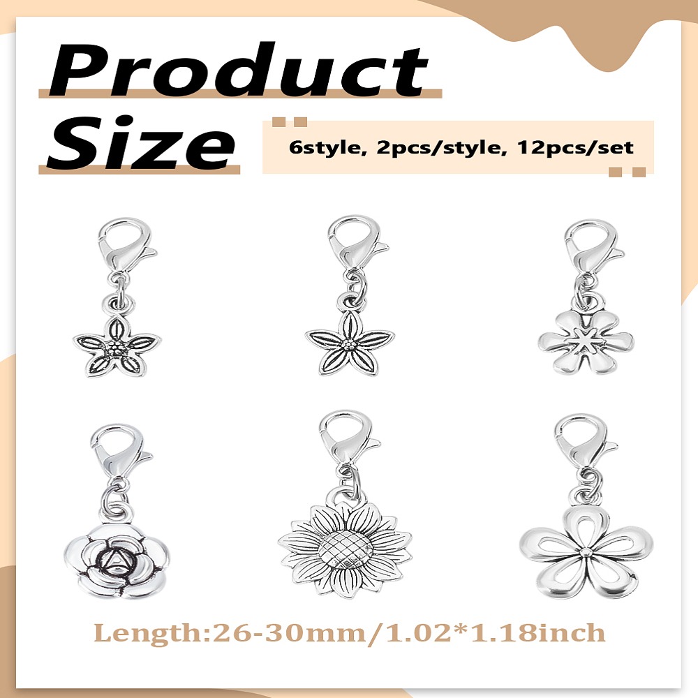 12Pcs 6Style Alloy Pendant Dec - đánh giá và giá Lobster Clasp Silver