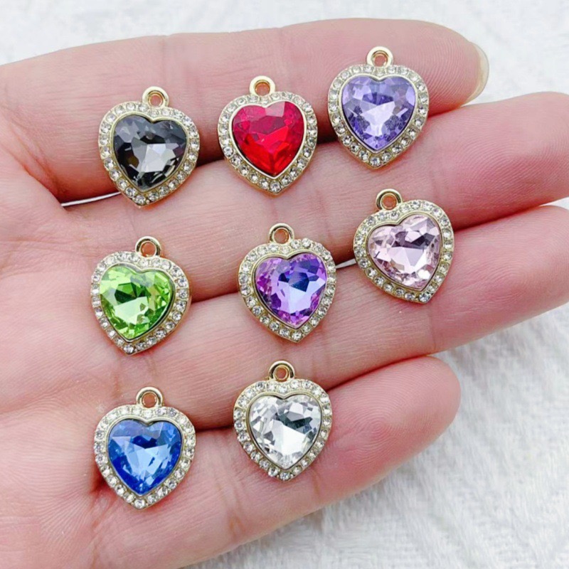 10pcs heart-shaped inlaid colo - đánh giá và giá Jewelry Making Accessories