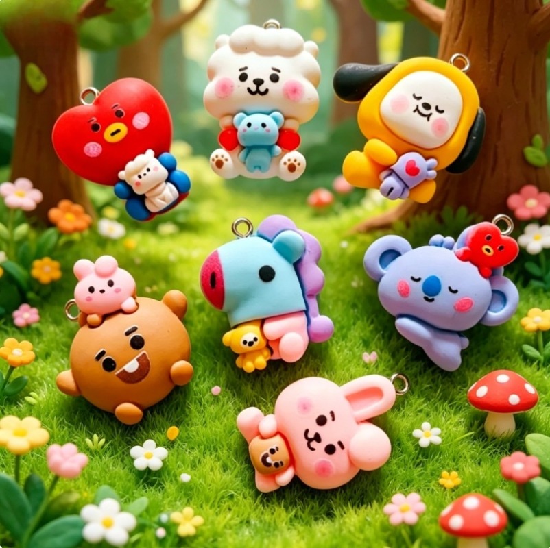 7pcs BT21 Resin Cartoon Charm  - đánh giá và giá Jewelry Making Accessories