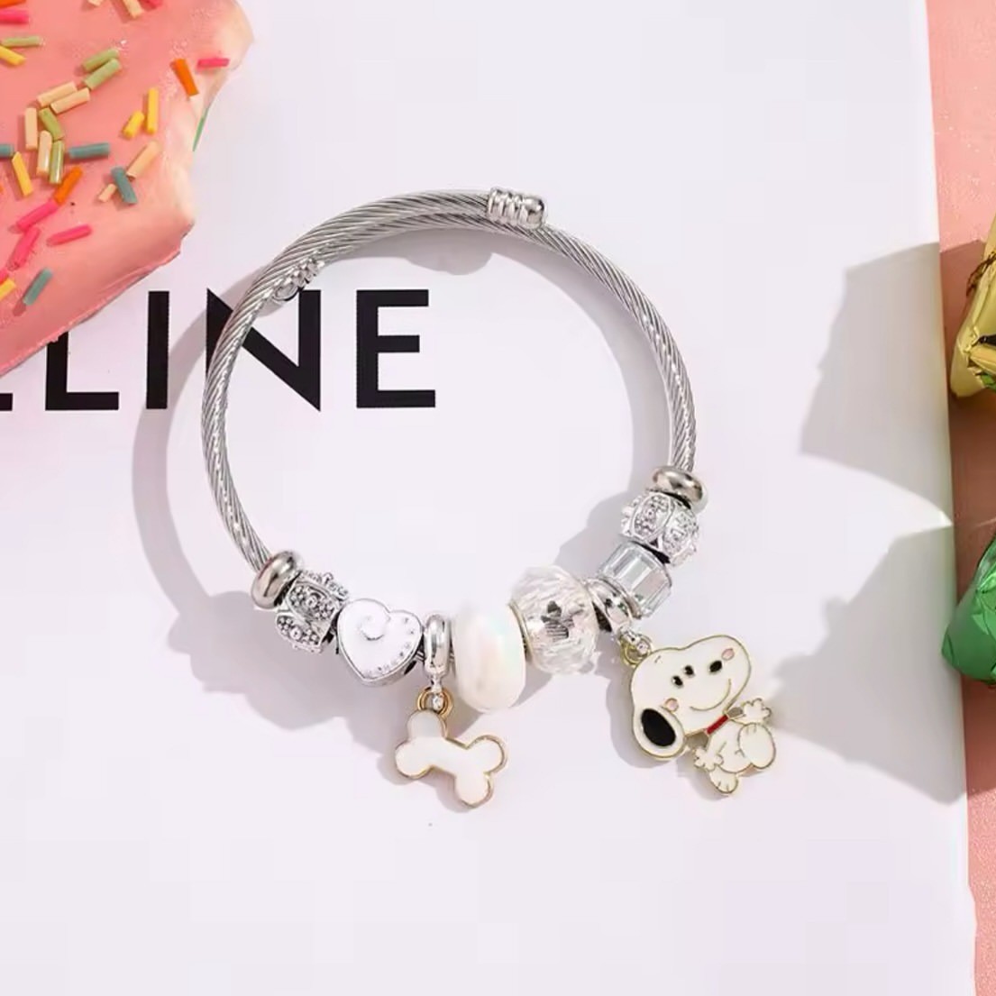 Cute Cartoon Snoopy Bone Heart - đánh giá và giá Jewelry Making Accessories