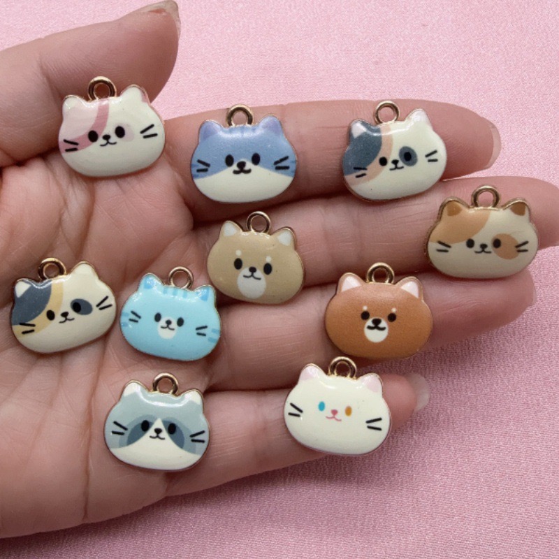 12pcs Printed Cat Head Alloy D - đánh giá và giá Jewelry Making Accessories